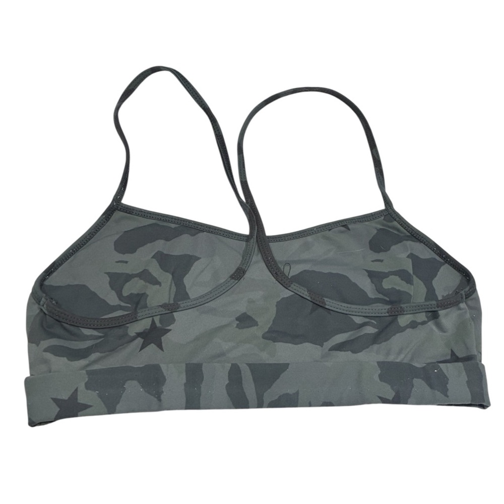 Monrow Green/Black Camo Star Print Sports Athleisure Workout Bra Small - Picture 6 of 6